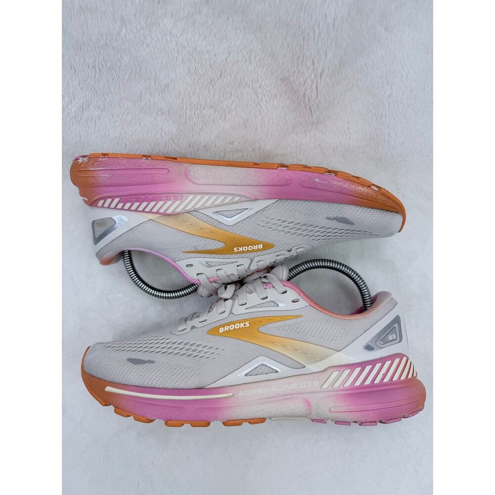 Brooks Adrenaline GTS 23 Womens Running Shoes White Sand Sunset Fuchsia 9 - Picture 6 of 10